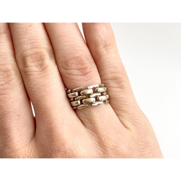 Chainlink Silver Toned Classic Cute Unisex Vintage Ring - sz 7 - Picture 8 of 8